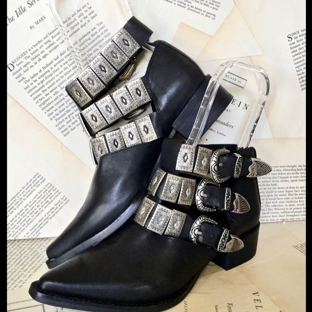 Jeffrey Campbell Etched Buckle Western Bootie 8 - Picture 2 of 8